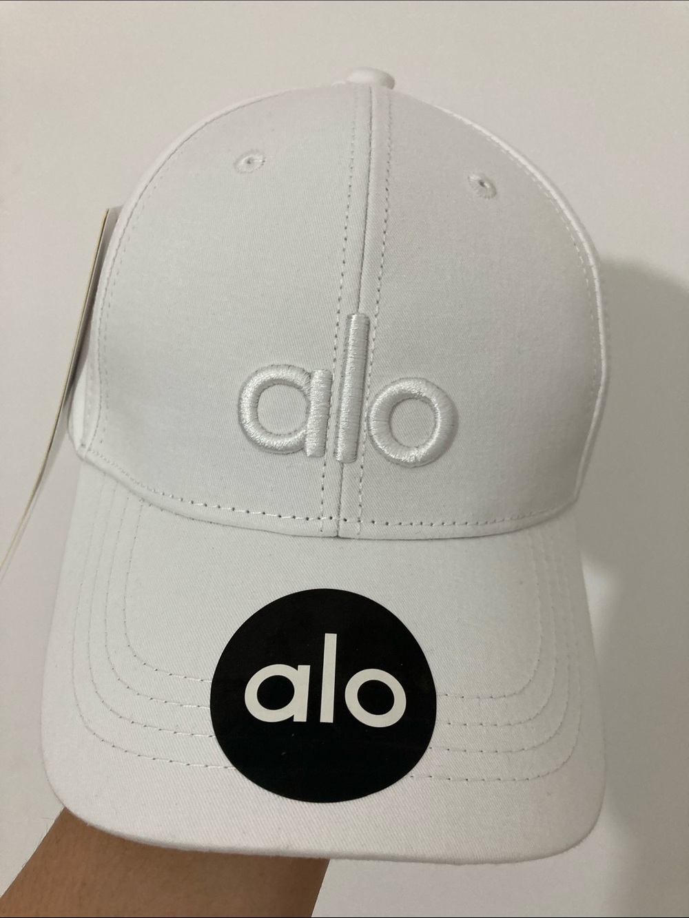 ALO Yoga Kids White Baseball Hat with Embroidered Logo